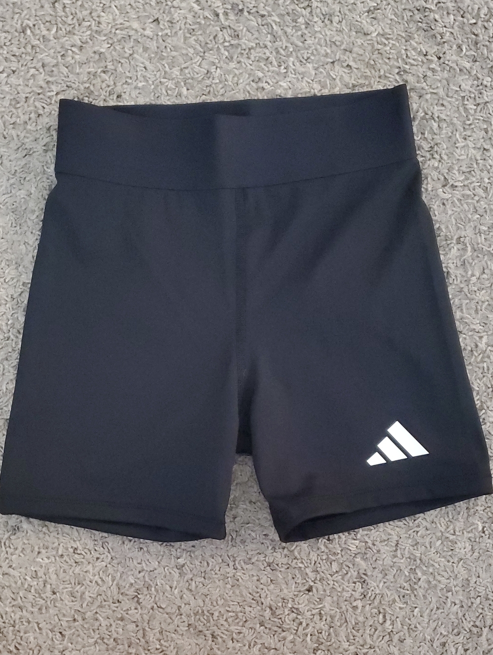 Adidas Black Women’s High-Rise Spandex Shorts with White Logo
